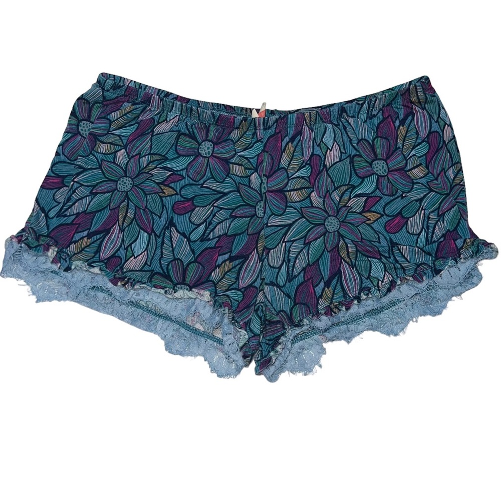 🤑 5/$25 Wallflower Blue Tropical Floral Print Ruffled Pajama Shorts